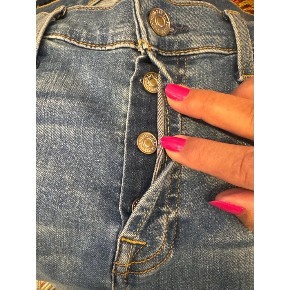 7 For All Mankind Skinny Jeans Womens 28 Blue Stretch Denim Mid Rise Button Fly
